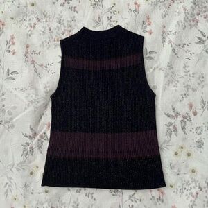 Y2k Rozae Nichols Knit Vest 100% Silk Wool Mohair Striped Whimsigoth Made in USA